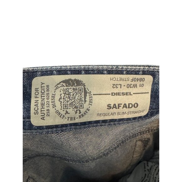 Diesel Safado Regular Slim Straight Jeans Size 30 Medium Wash Stretch Denim Pre- - Picture 4 of 9